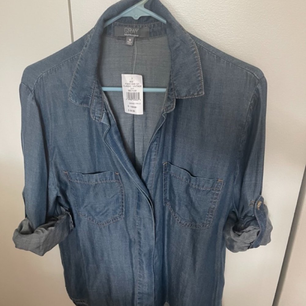 Gray by Saks Fifth Avenue | Denim Shirt | SOFT vintage wash | Size M